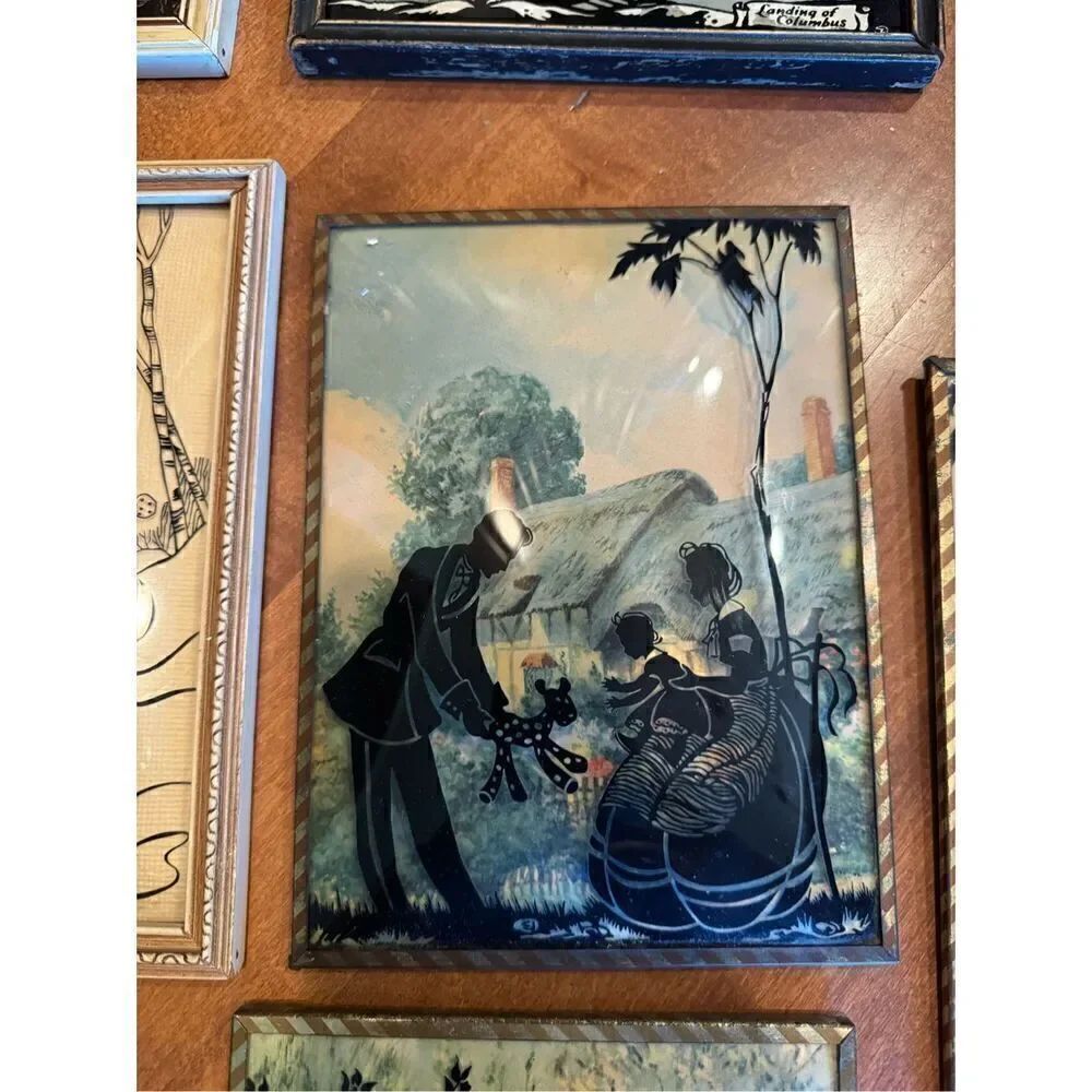 Vintage 1940s bubble glass picture bundle silhouette figures - Picture 5 of 7